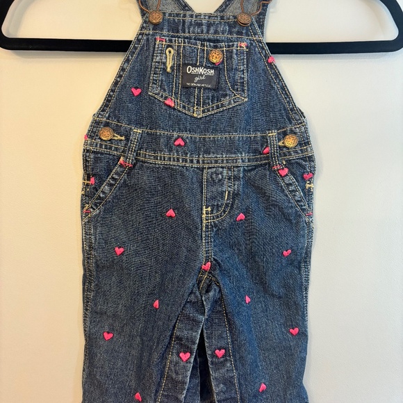 OshKosh B'Gosh Heart Denim Overalls size 6 Months - Picture 1 of 7